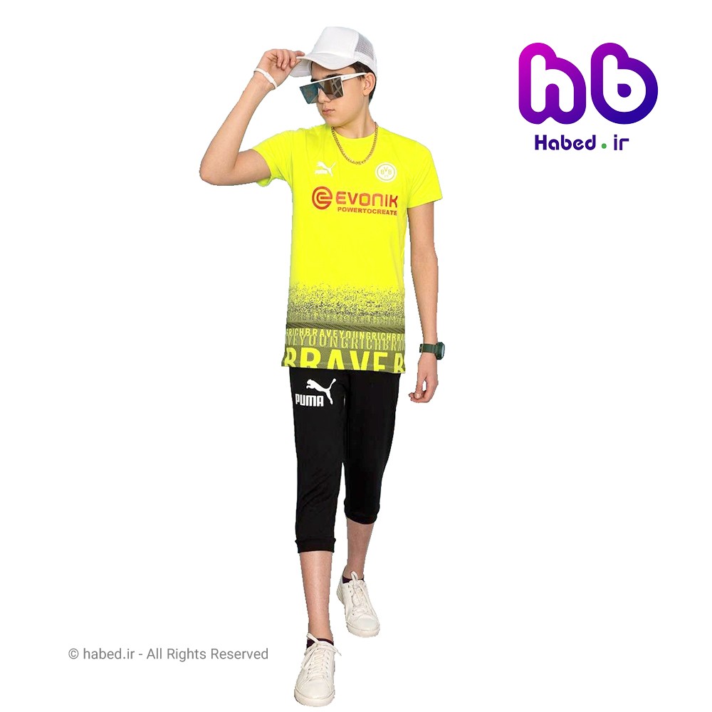 ست تیشرت شلوارک جدید بچگانه پسرانه شیک جنس پنبه دورو تضمینی طرح پوما کد 1695