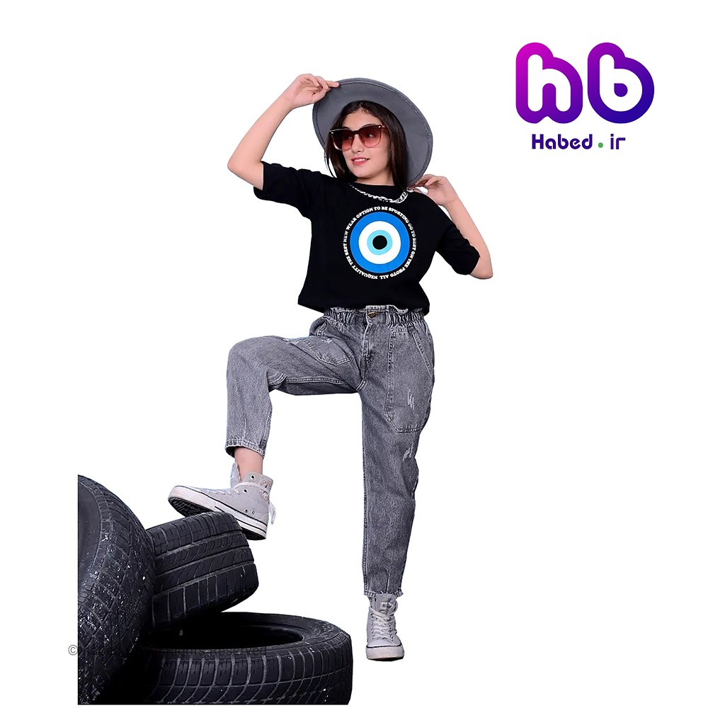 کراپ تک دخترانه جدید مشکی شیک گردن بند دار جنس پنبه چاپ زول تضمینی کد 1700