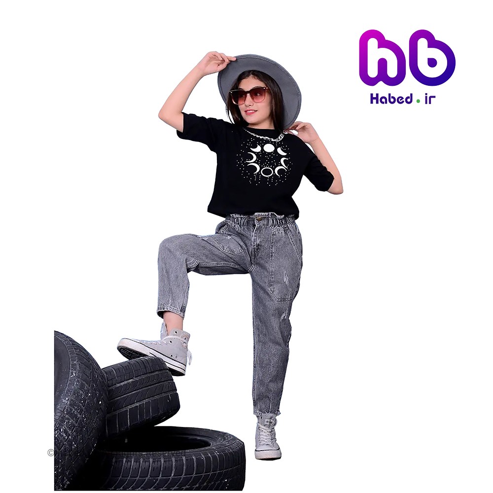 کراپ تک دخترانه جدید مشکی شیک گردن بند دار جنس پنبه چاپ زول تضمینی کد 1704