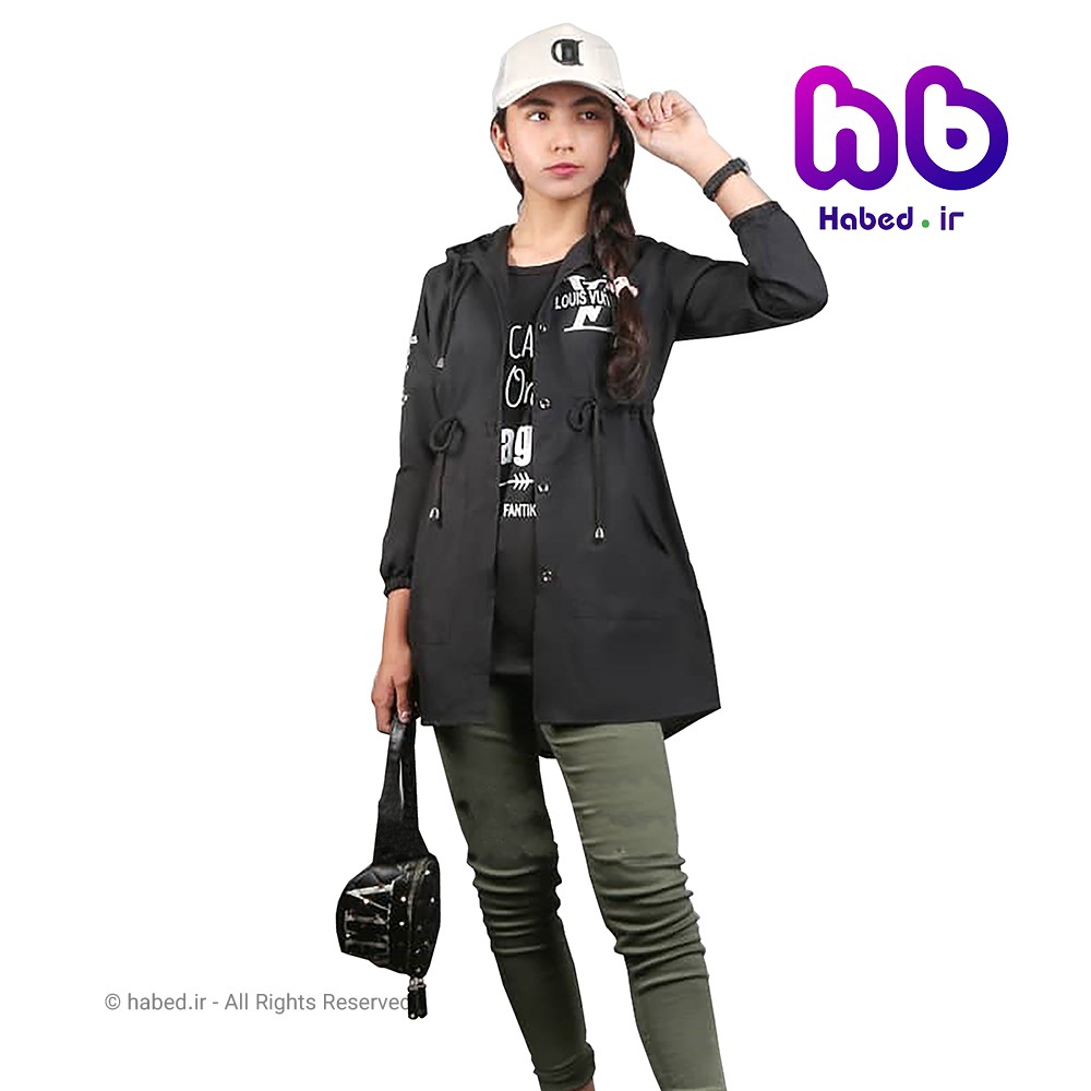 مانتو مشکی جدید بچگانه شیک چاپ دار جنس درجه یک تضمینی کد 1707