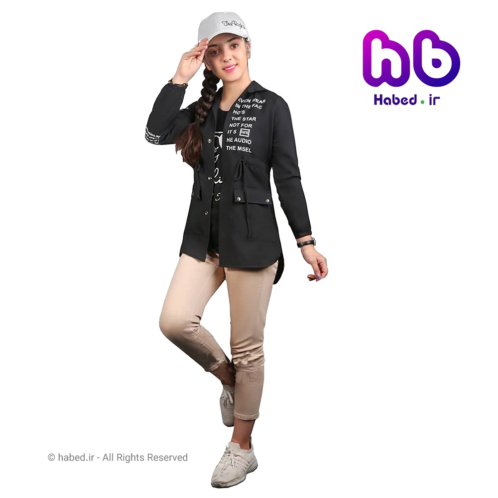 مانتو مشکی جدید بچگانه شیک چاپ دار جنس درجه یک تضمینی کد 1708