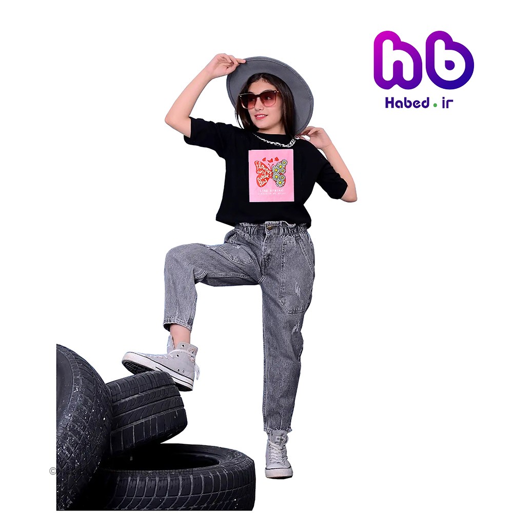 کراپ تک دخترانه جدید مشکی شیک گردن بند دار جنس پنبه چاپ زول تضمینی کد 1710