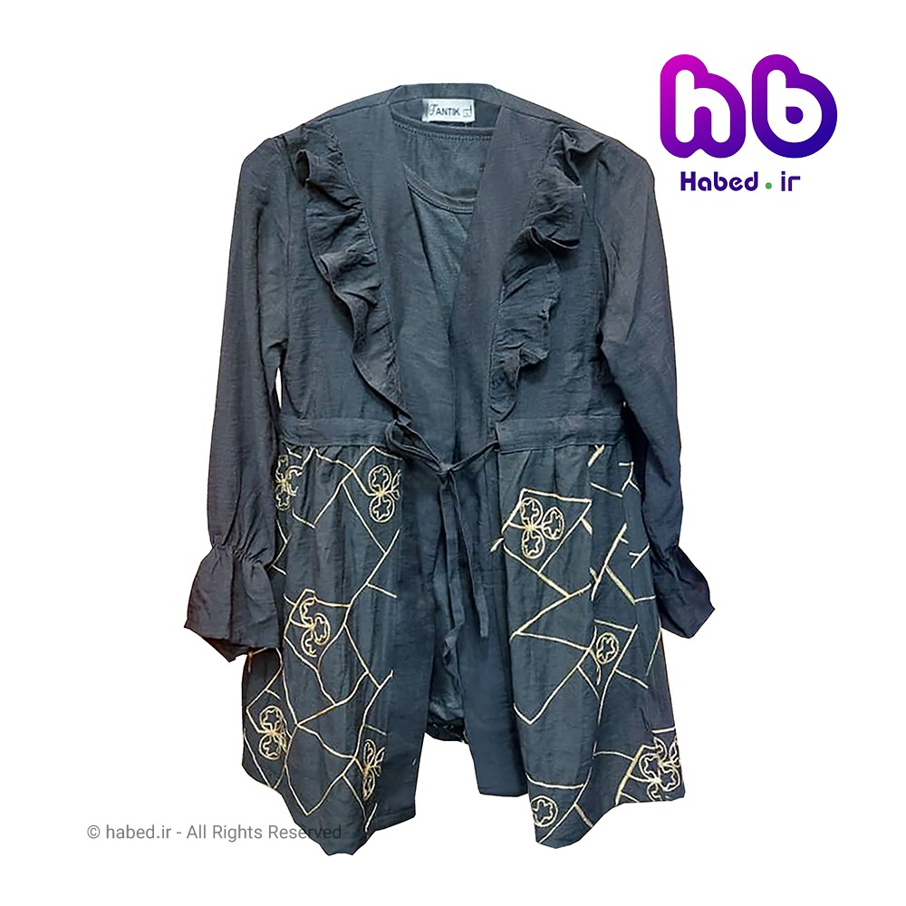 مانتو مشکی جدید بچگانه شیک طرح گل جنس درجه یک تضمینی کد 1715