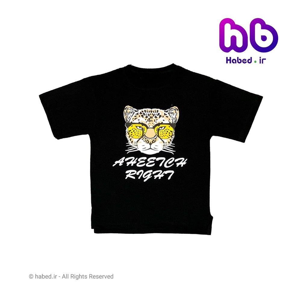 تیشرت مشکی پسرانه جدید شیک جنس پنبه دورو تضمینی طرح یوزپلنگ کد 1738