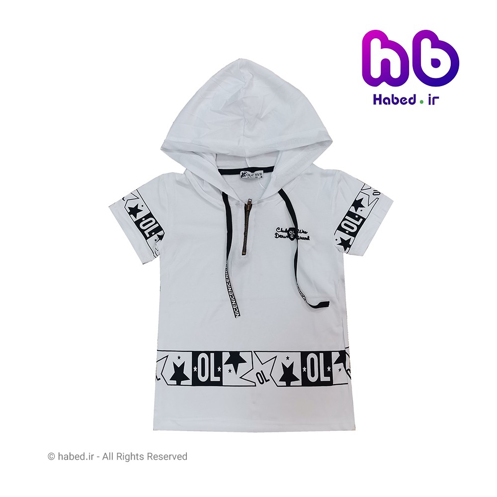 تیشرت هودی تک بچگانه پسرانه جدید شیک خارجی زیپ دار جنس پنبه درجه یک طرح ستاره کد 1742