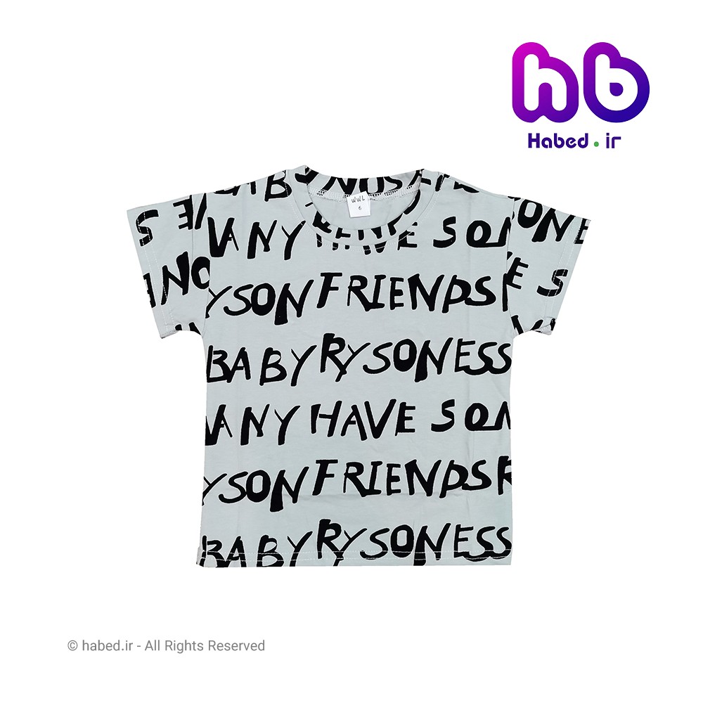 تیشرت تک بچگانه پسرانه جدید شیک خارجی جنس پنبه درجه یک طرح حروف انگلیسی کد 1749