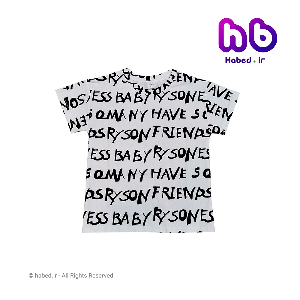 تیشرت تک بچگانه پسرانه جدید شیک خارجی جنس پنبه درجه یک طرح حروف انگلیسی کد 1750