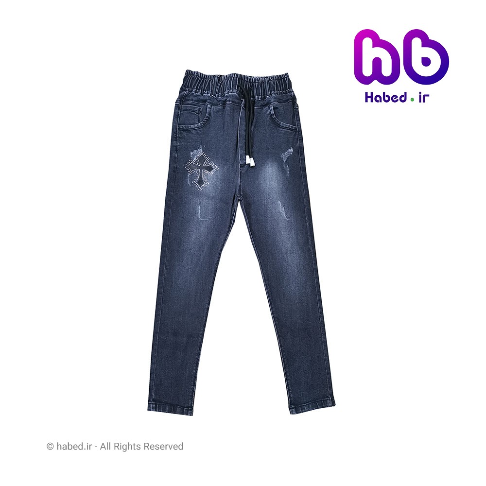 شلوار جین اسپرت پسرانه و دخترانه شیک جنس درجه یک طرح صلیب کد 1772