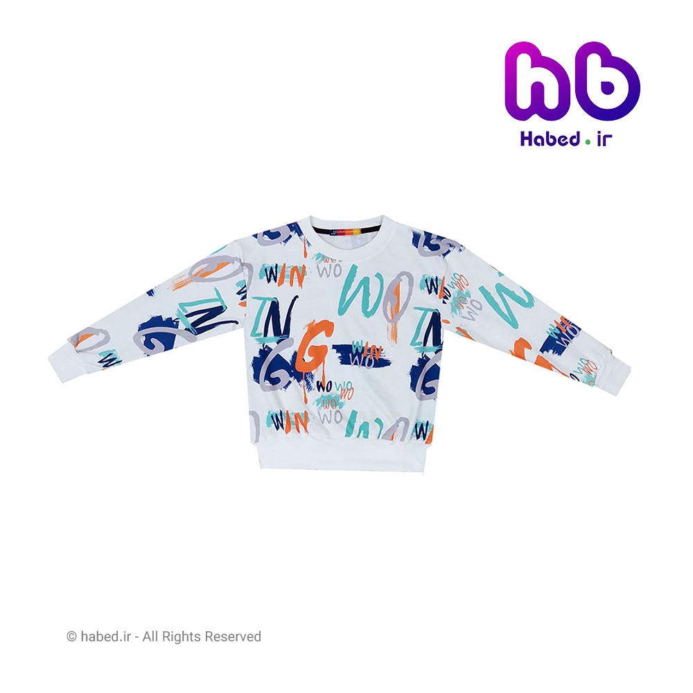 بلوز یقه گرد جدید بچگانه پسرانه شیک جنس دورس تضمینی طرح حروف انگلیسی کد 1773