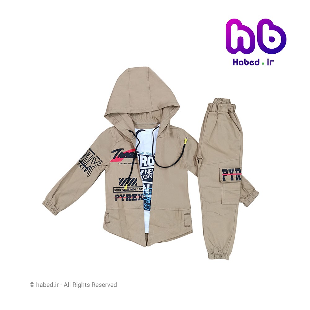 ست سه تکه هودی شلوار جدید بچگانه پسرانه شیک جنس کتان تضمینی کد 1776