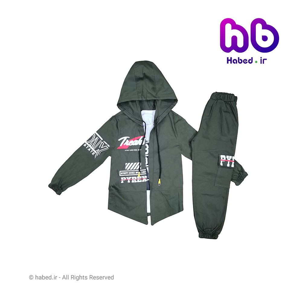 ست سه تکه هودی شلوار جدید بچگانه پسرانه شیک جنس کتان تضمینی کد 1777