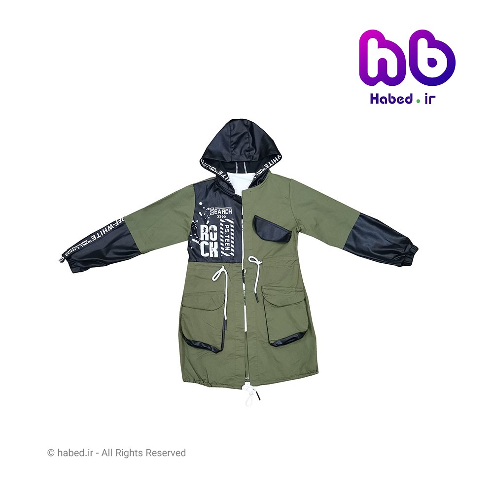 مانتو دو تکه جدید بچگانه دخترانه کلاه دار شیک جنس تضمینی طرح Rock کد 1780