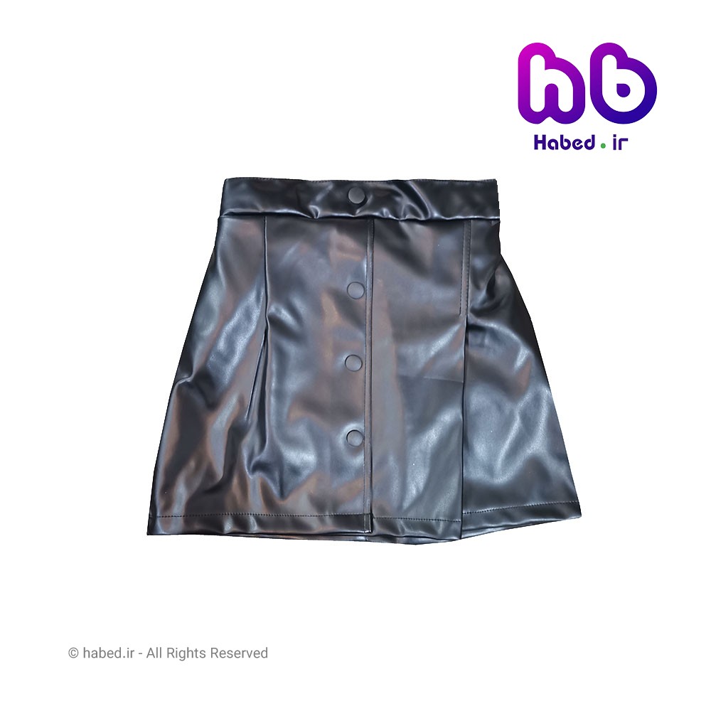 دامن چرم بچگانه دخترانه جدید مشکی شیک جنس تضمینی دکمه دار کد 1781