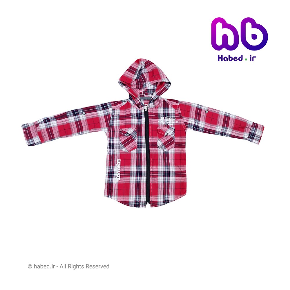 پیراهن شومیز کلاه دار جلو زیپ دار چهار خانه جدید بچگانه پسرانه شیک جنس کتان درجه یک کد 1787