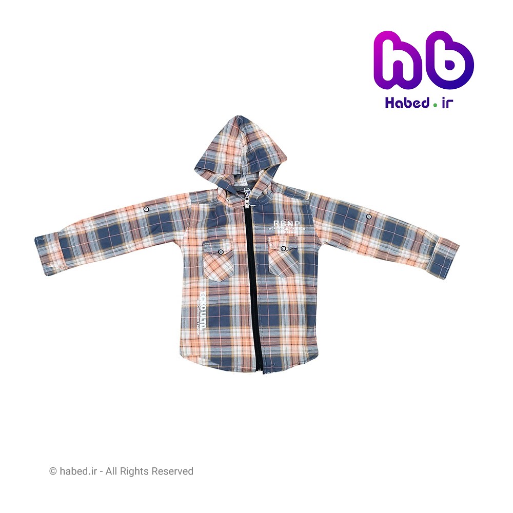 پیراهن شومیز کلاه دار جلو زیپ دار چهار خانه جدید بچگانه پسرانه شیک جنس کتان درجه یک کد 1788