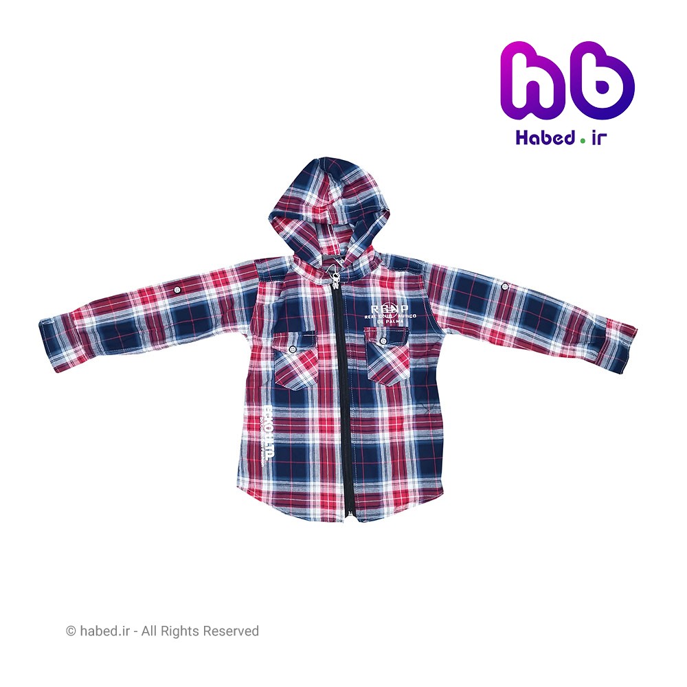 پیراهن شومیز کلاه دار جلو زیپ دار چهار خانه جدید بچگانه پسرانه شیک جنس کتان درجه یک کد 1790