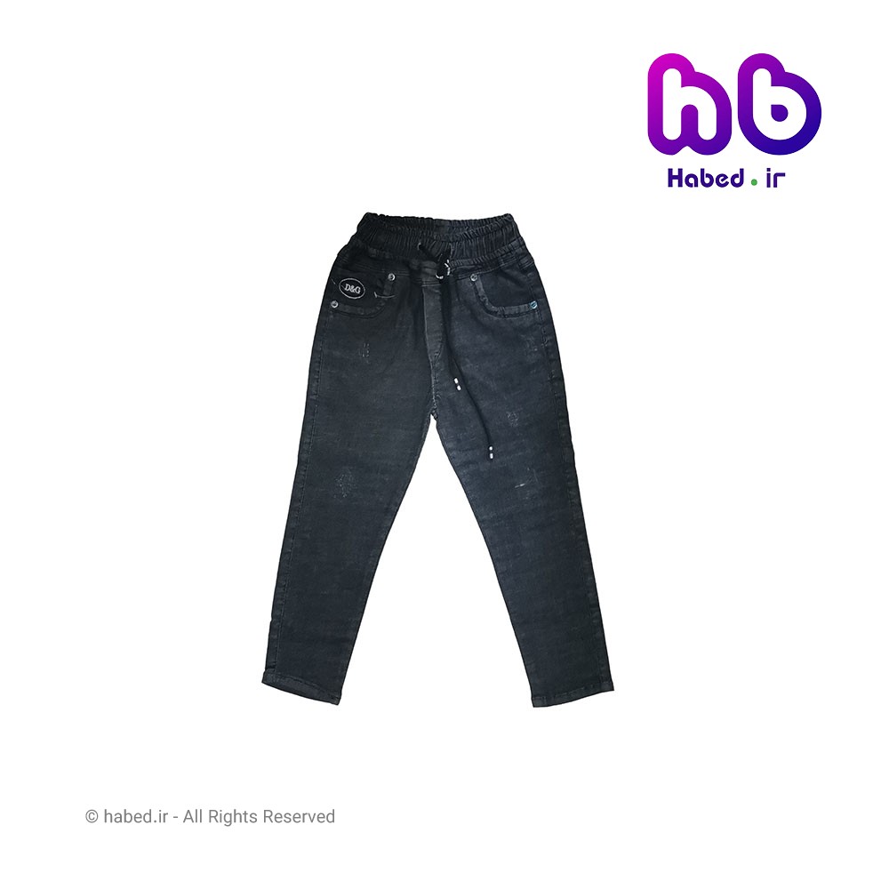 شلوار جین کمرکش اسپرت پسرانه و دخترانه شیک جنس درجه یک طرح ساده بدون زاپ دار کد 1799