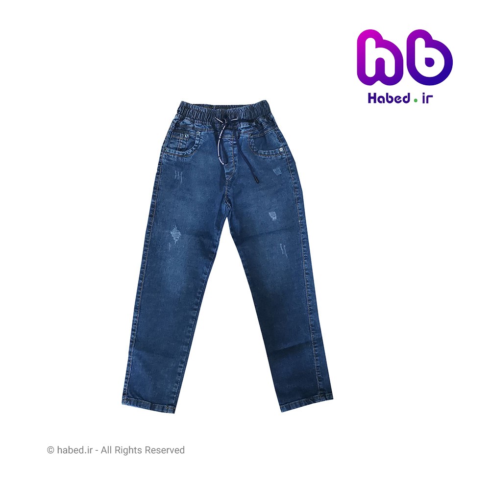 شلوار جین کمرکش اسپرت پسرانه و دخترانه شیک جنس درجه یک طرح ساده بدون زاپ دار کد 1800