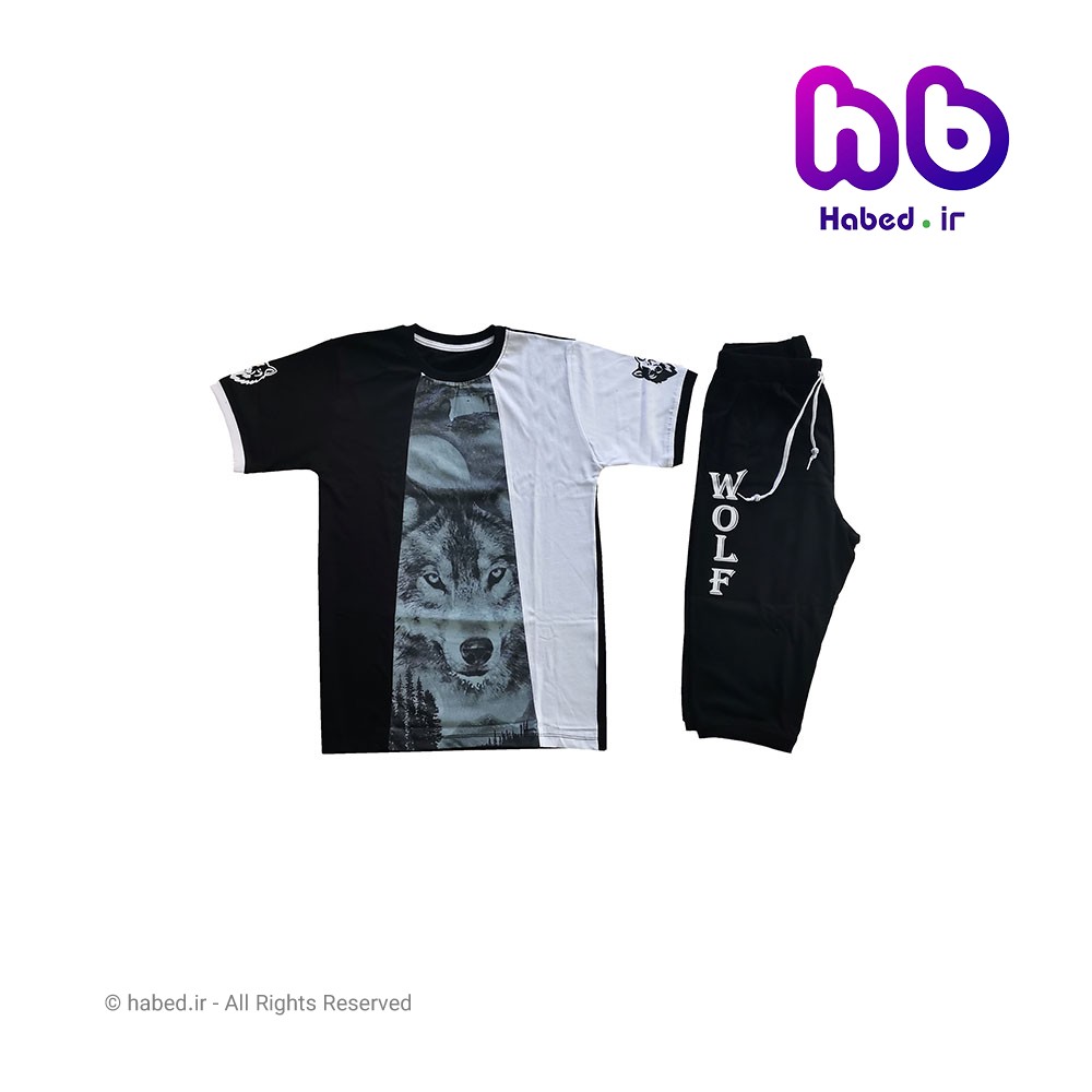 ست تیشرت و شلوارک جدید بچگانه پسرانه شیک طرح گرگ کد 1802