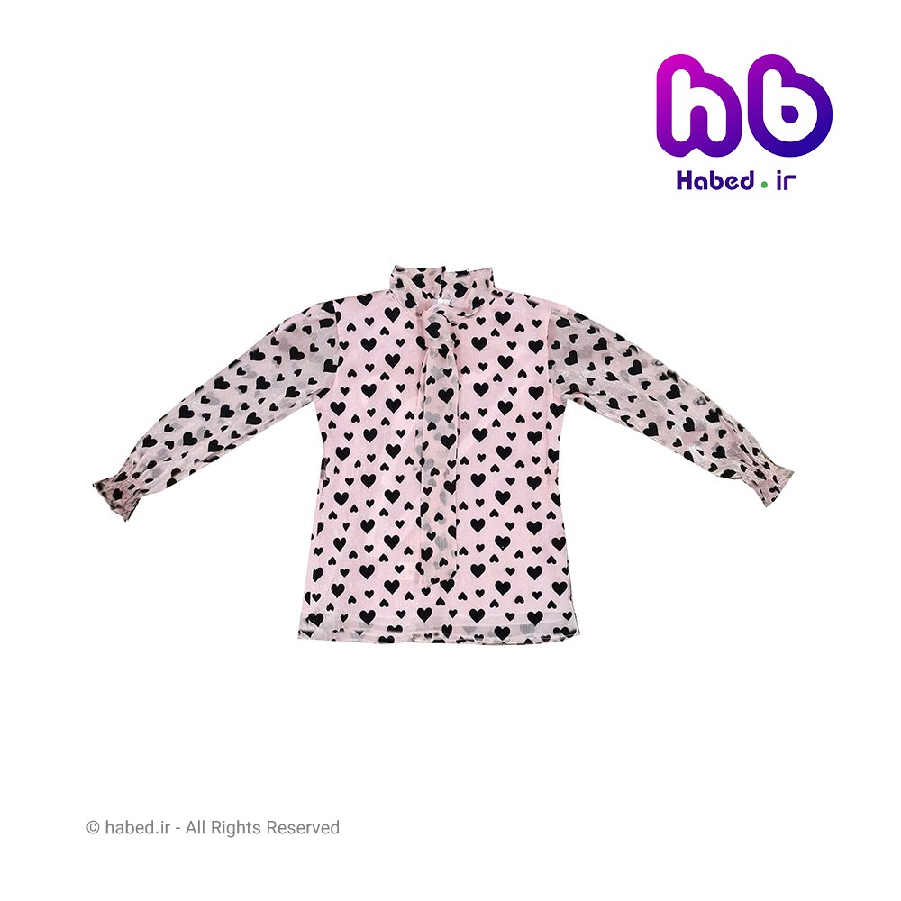 بلوز (شومیز) جدید بچگانه دخترانه شیک جنس تضمینی طرح قلب جلو بند دار کد 1816