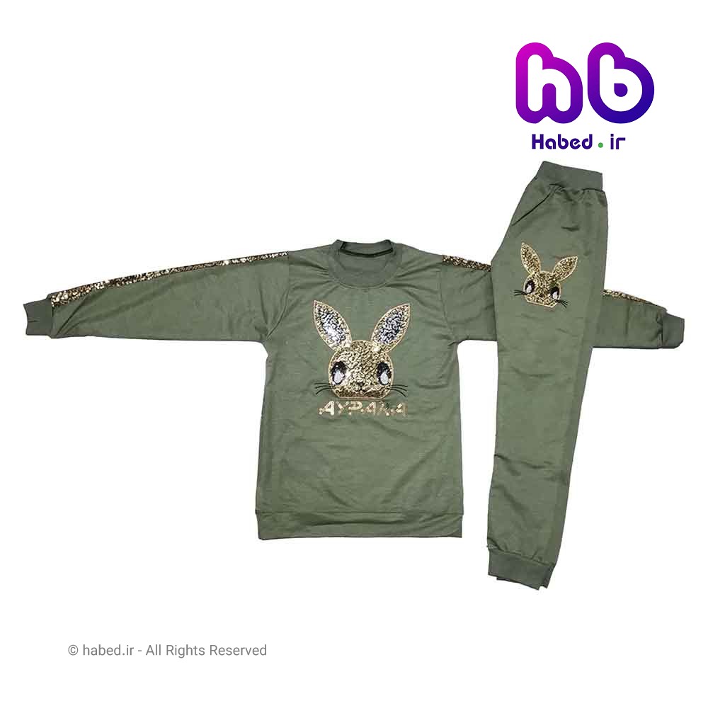 بلوز شلوار جدید بچگانه دخترانه شیک جنس دورس تضمینی طرح خرگوش کد 1859