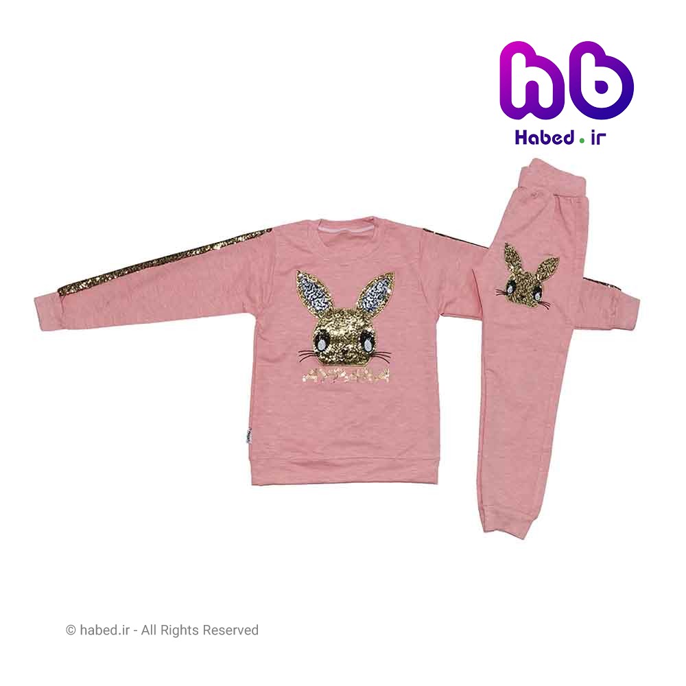 بلوز شلوار جدید بچگانه دخترانه شیک جنس دورس تضمینی طرح خرگوش کد 1860