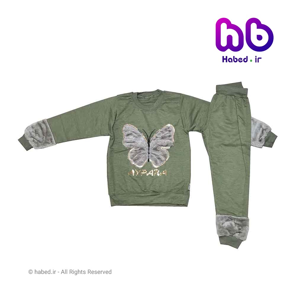 بلوز شلوار جدید بچگانه دخترانه شیک جنس دورس تضمینی طرح پروانه کد 1876