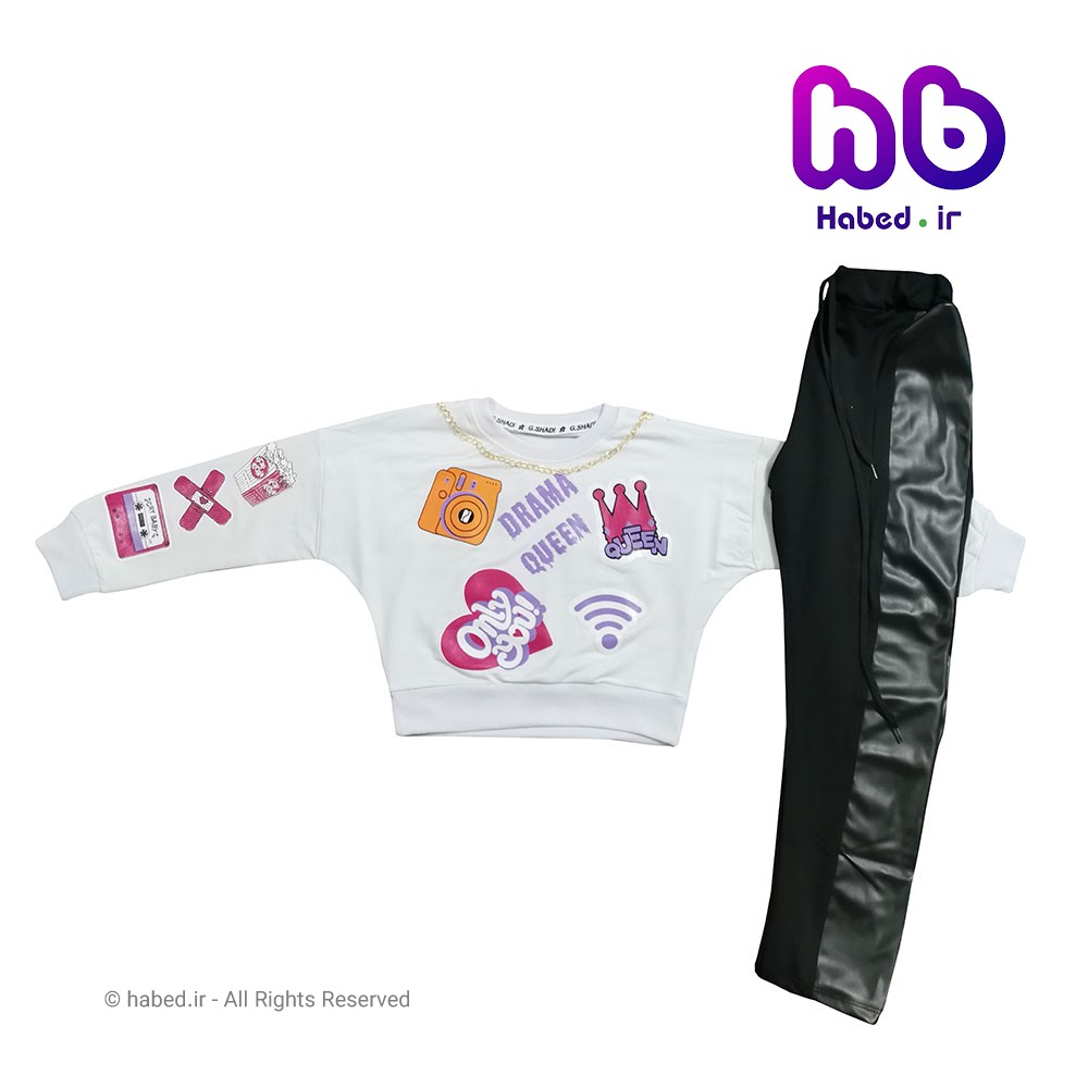 بلوز (کراپ) شلوار جدید بچگانه دخترانه شیک جنس دورس تضمینی کد 1959
