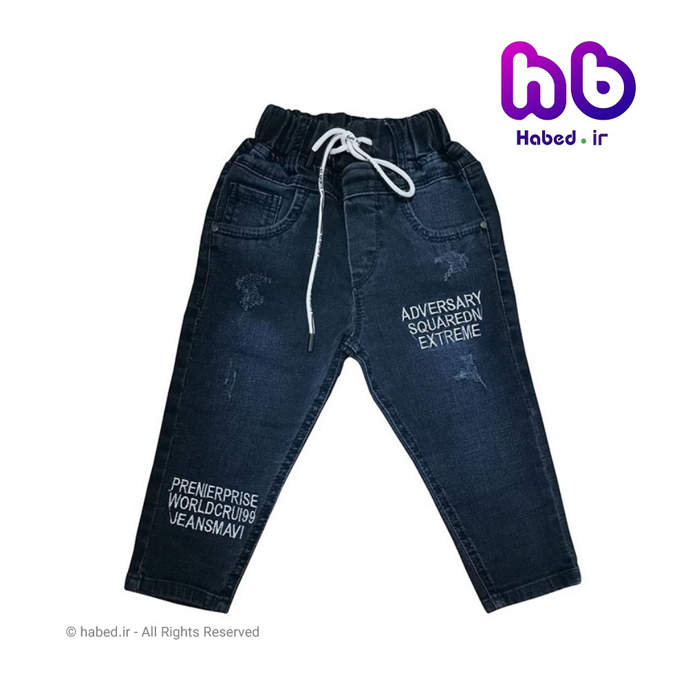 شلوار جین مام فیت کمر کش جدید بچگانه اسپرت پسرانه و دخترانه ایرانی جنس کش طرح نوشته کد 2023