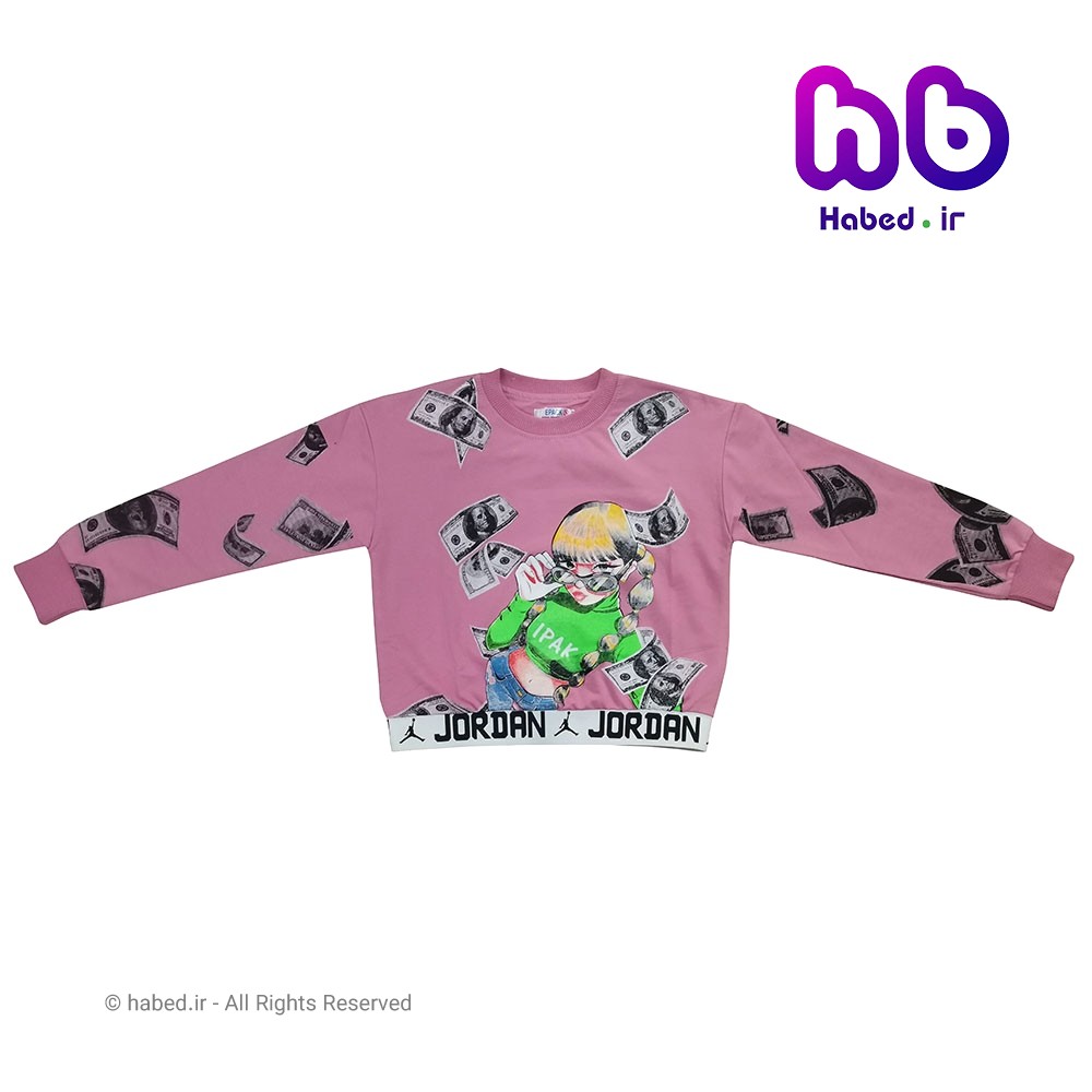 بلوز ( کراپ) جدید بچگانه دخترانه شیک جنس پنبه دورو درجه یک آستین انگشتی طرح دلارکد 2059