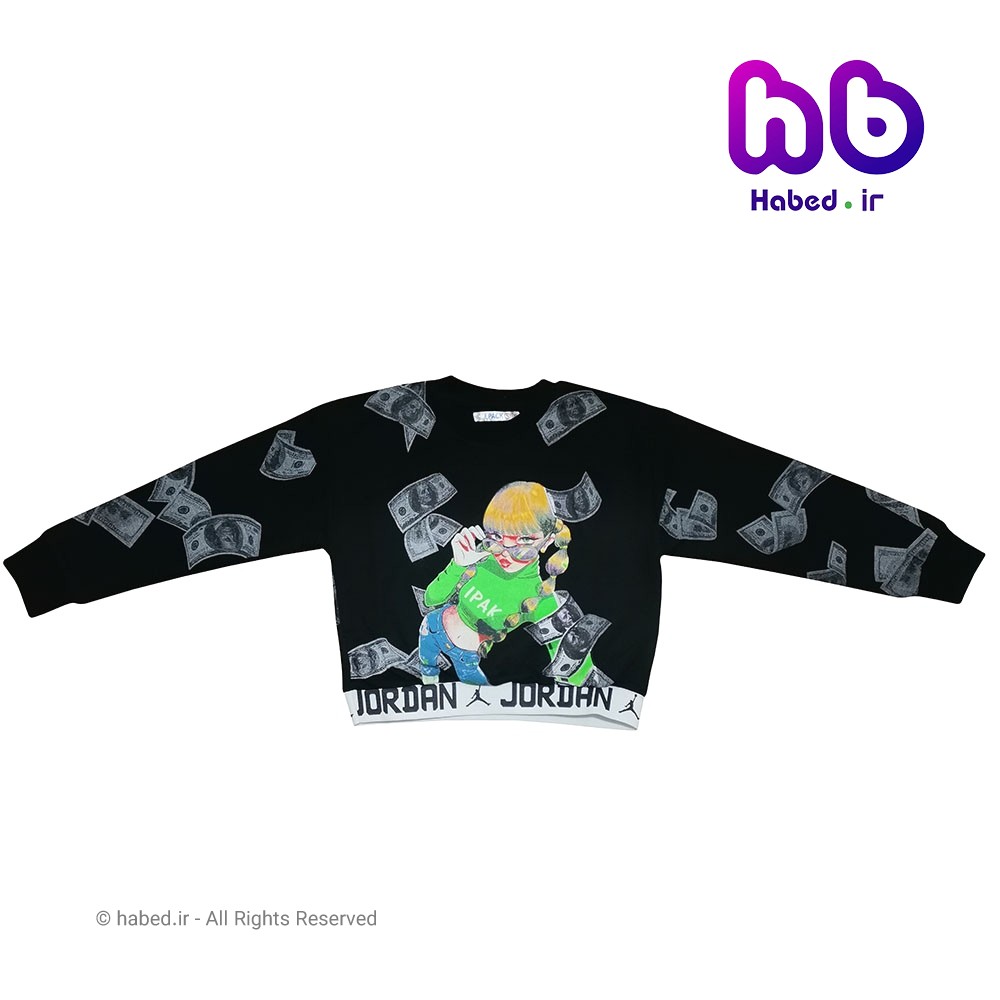 بلوز ( کراپ) جدید بچگانه دخترانه شیک جنس پنبه دورو درجه یک آستین انگشتی طرح دلارکد 2060