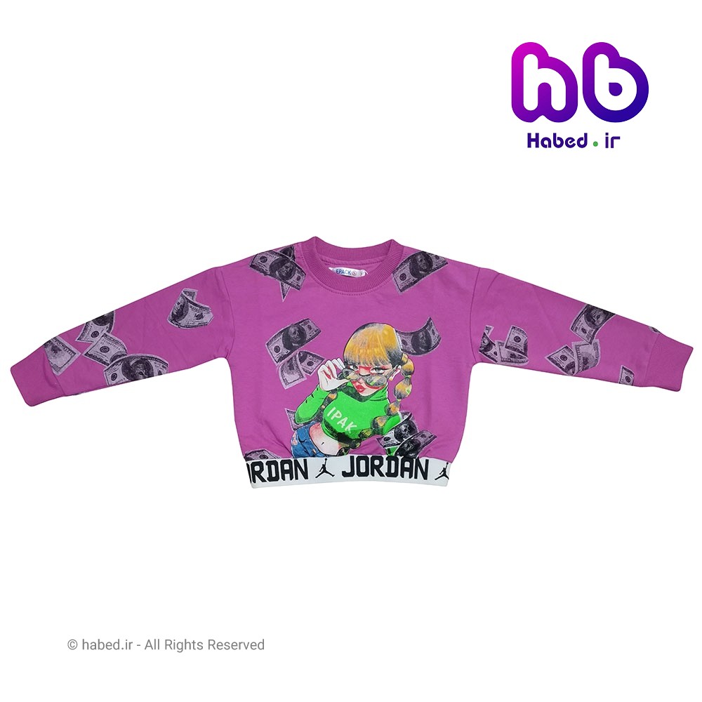 بلوز ( کراپ) جدید بچگانه دخترانه شیک جنس پنبه دورو درجه یک آستین انگشتی طرح دلارکد 2061