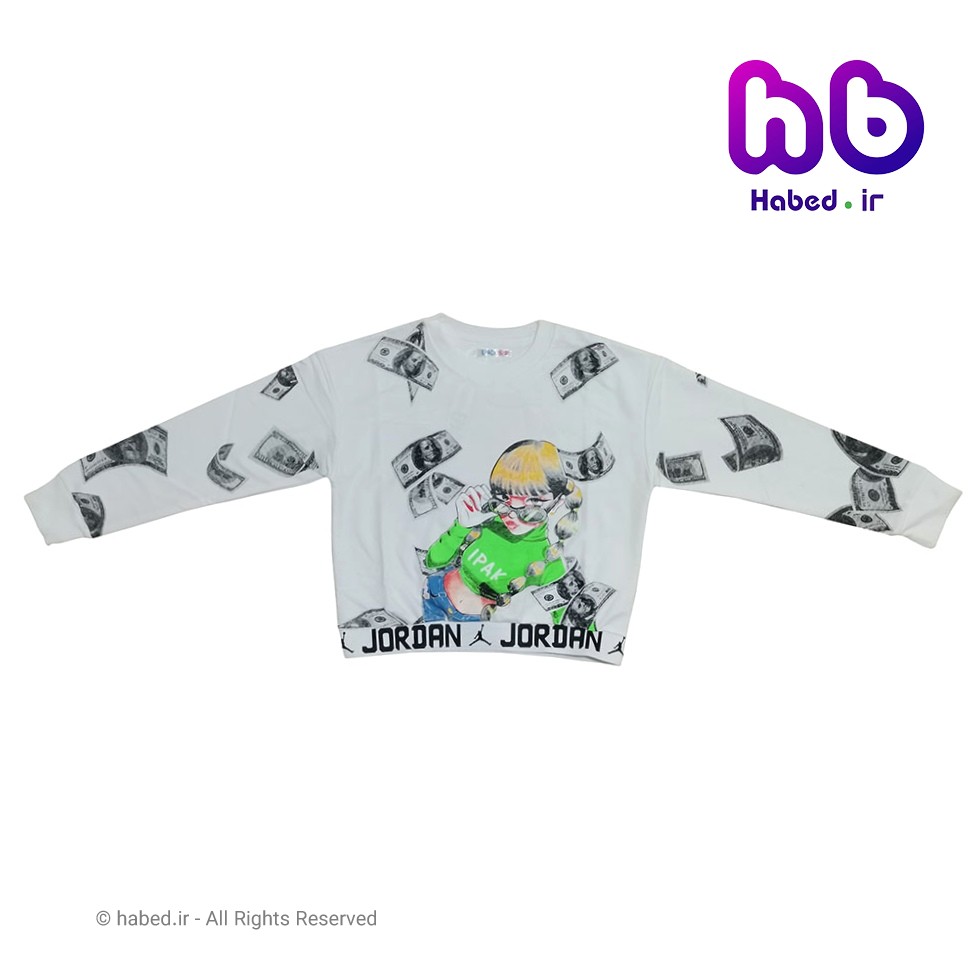 بلوز ( کراپ) جدید بچگانه دخترانه شیک جنس پنبه دورو درجه یک آستین انگشتی طرح دلارکد 2058