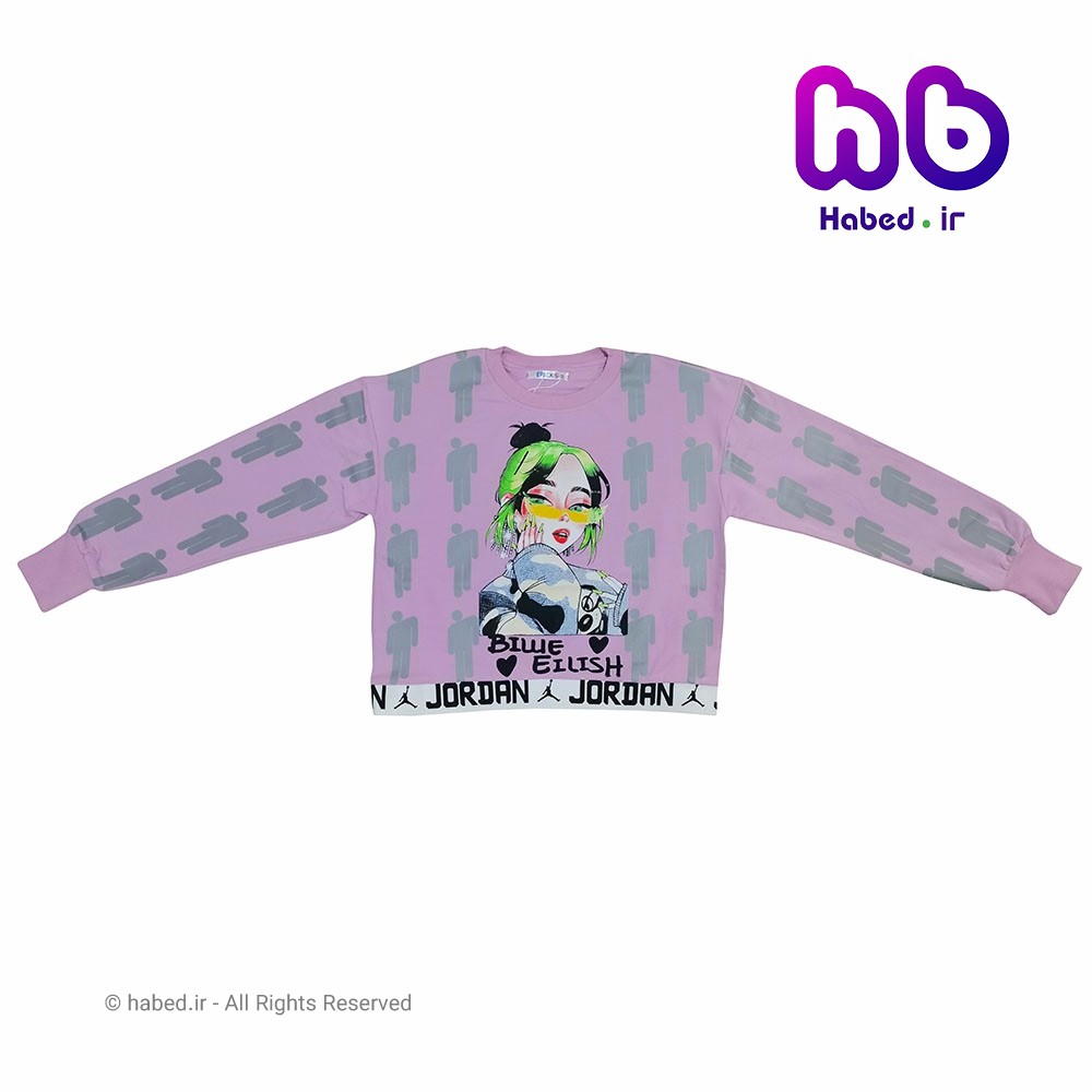 بلوز ( کراپ) جدید بچگانه دخترانه شیک جنس پنبه دورو درجه یک آستین انگشتی طرح دختر کد 2064