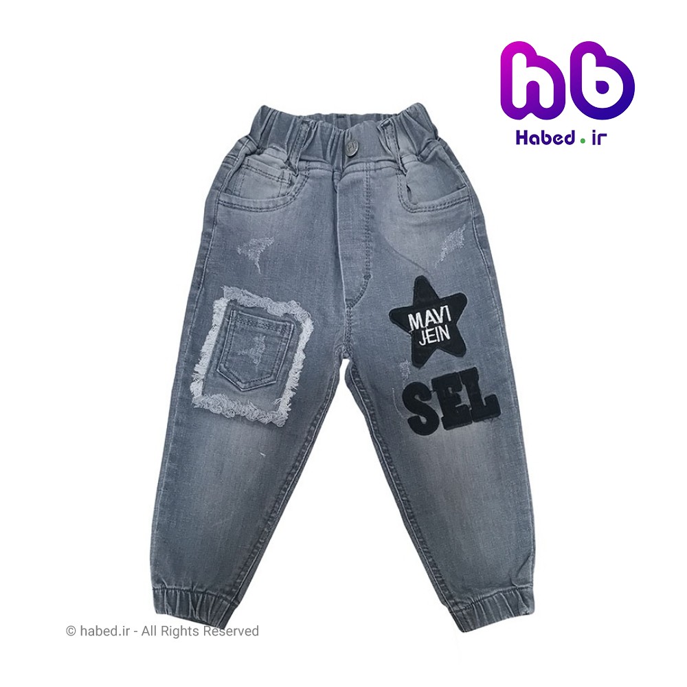 شلوار جین مام فیت کمر کش جدید بچگانه اسپرت پسرانه و دخترانه جنس تضمینی و کش طرح ستاره کد 2075