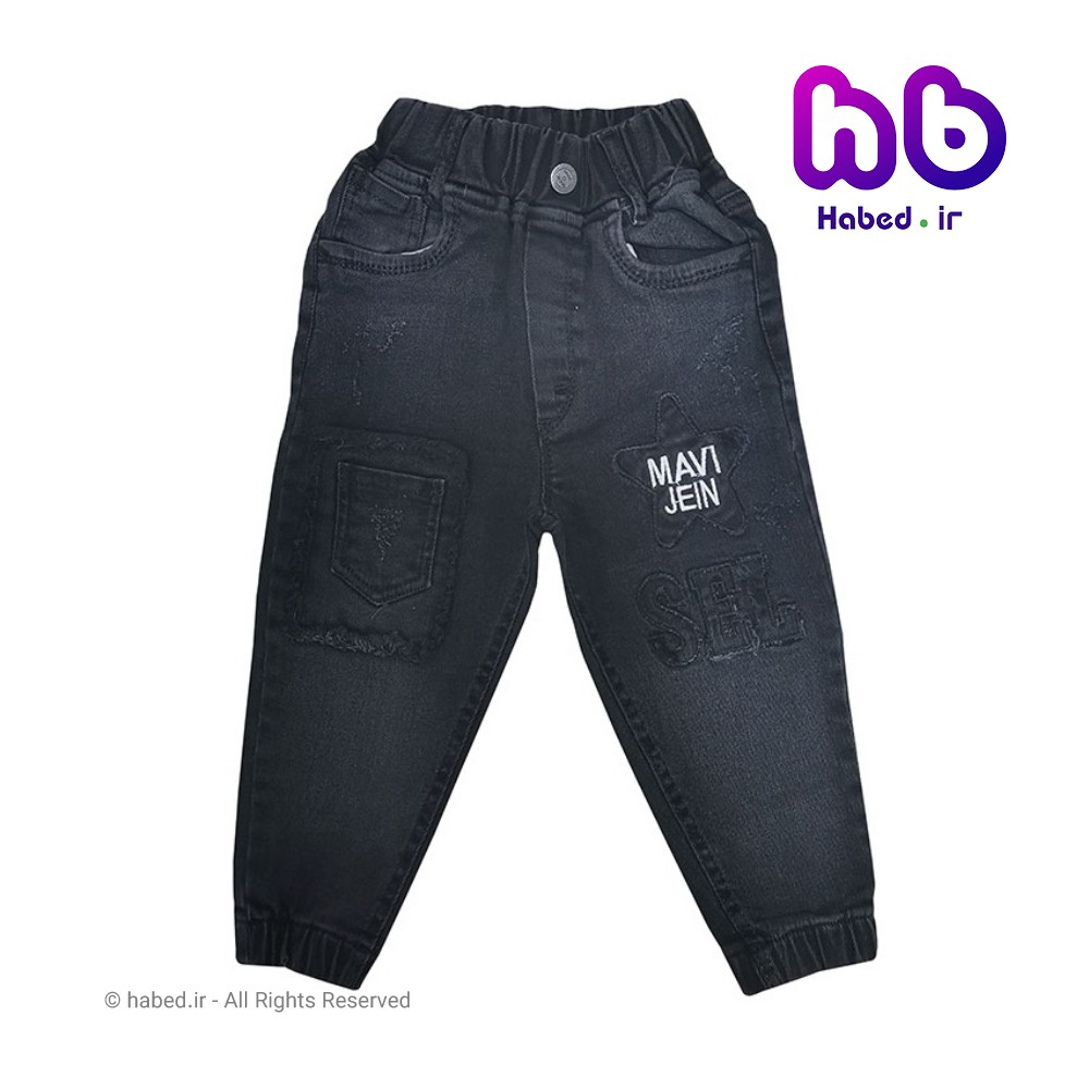 شلوار جین مام فیت کمر کش جدید بچگانه اسپرت پسرانه و دخترانه جنس تضمینی و کش طرح ستاره کد 2076