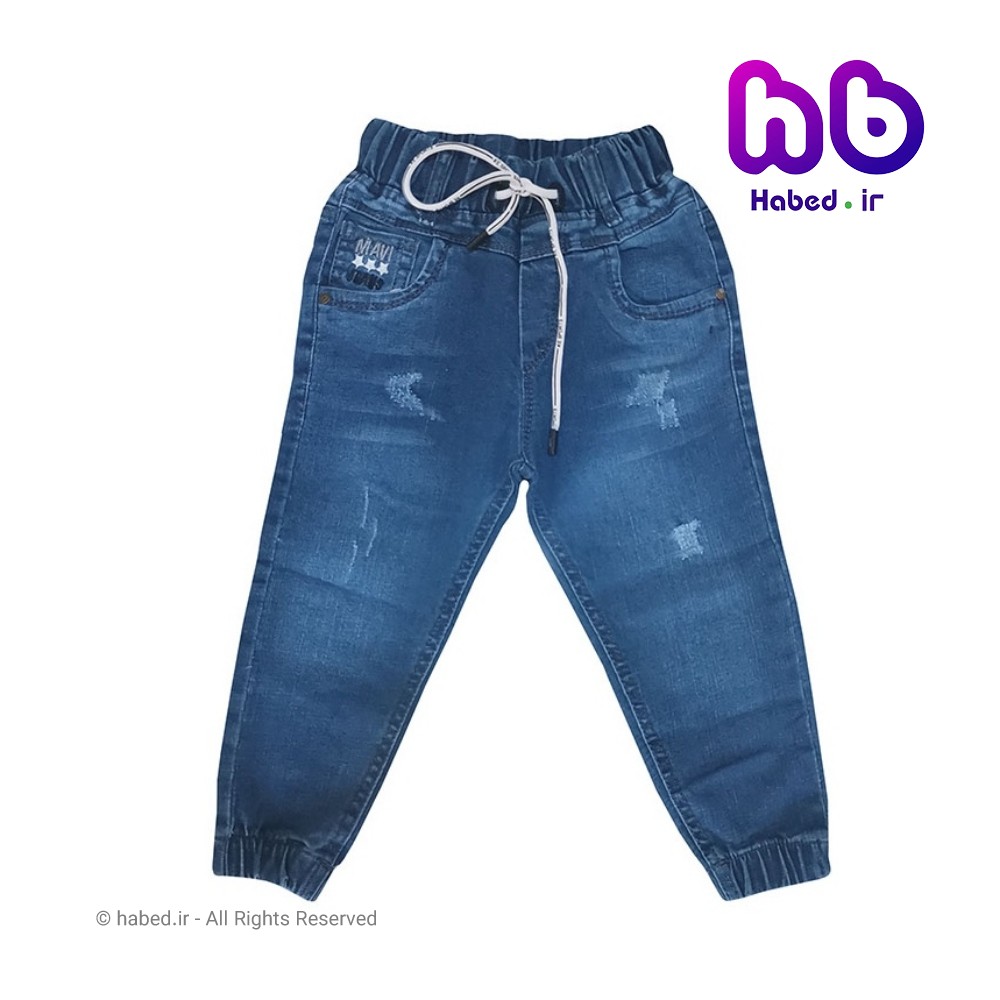 شلوار جین کمر کش جدید بچگانه اسپرت پسرانه و دخترانه جنس تضمینی و کش طرح ستاره کد 2083