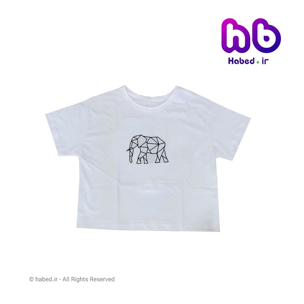 تیشرت کراپ جدید ایرانی شیک جنس پنبه دورو درجه یک طرح فیل کد 2214