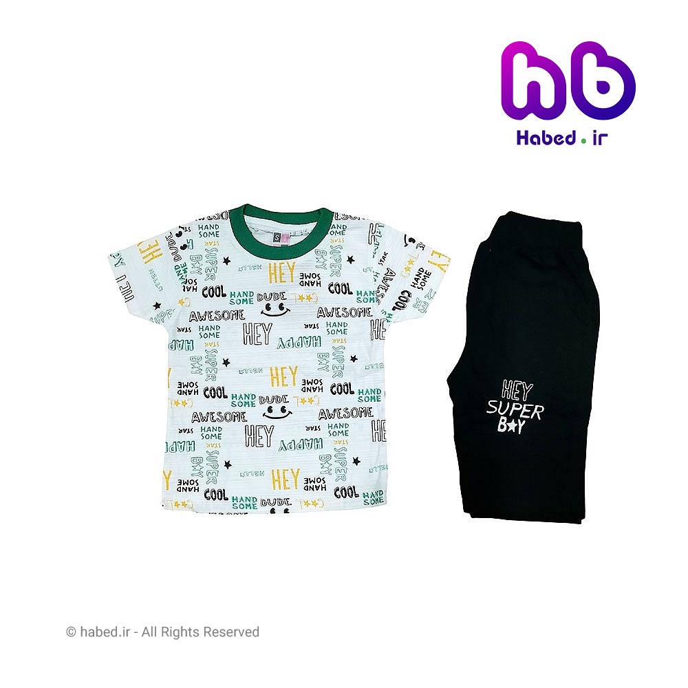ست تیشرت شلوارک جدید بچه گانه پسرانه ایرانی جنس پنبه دورو درجه یک کد 2318
