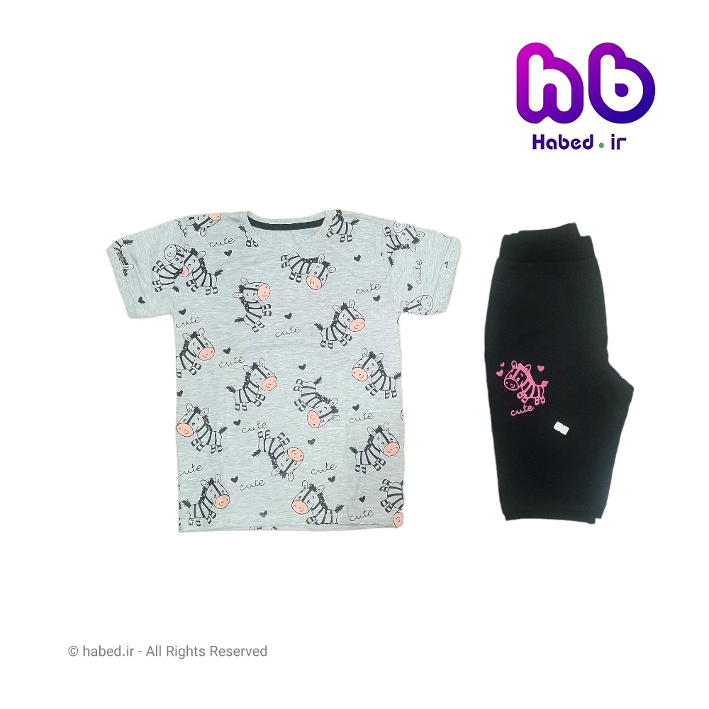 ست تیشرت و شلوارک جدید بچگانه دخترانه شیک جنس پنبه دورو درجه یک کد 1495