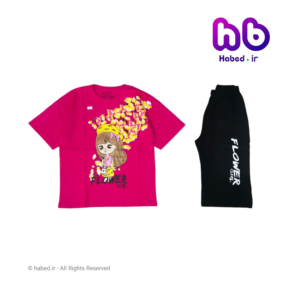 تیشرت شلوارک جدید شیک بچگانه دخترانه جنس پنبه دورو درجه یک کد 2784