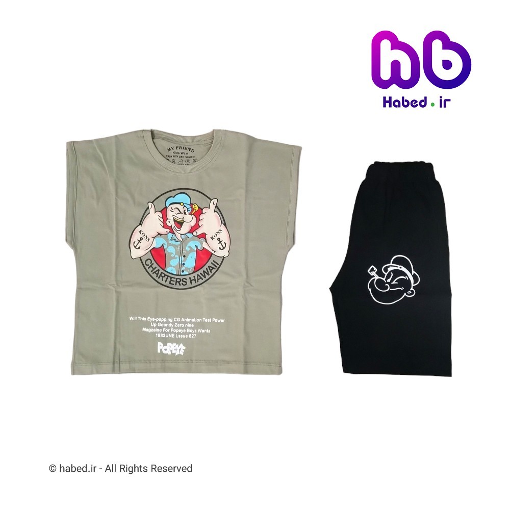 تیشرت شلوارک جدید شیک بچگانه پسرانه جنس پنبه دورو درجه یک کد 2789