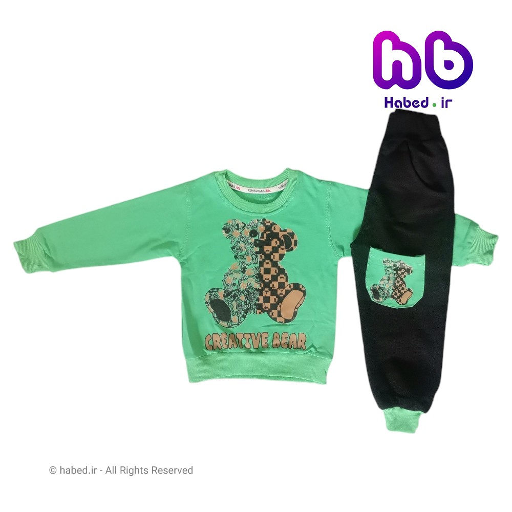 بلوز شلوار جدید شیک بچگانه پسرانه و دخترانه طرح خرس جنس دو نخ لاکرای تضمینی کد 2900