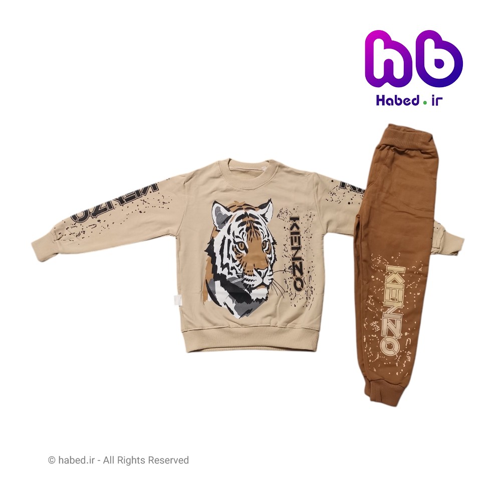 بلوز شلوار جدید پسرانه شیک بچگانه طرح ببر جنس دورس دونخ لاکرا کد 2911