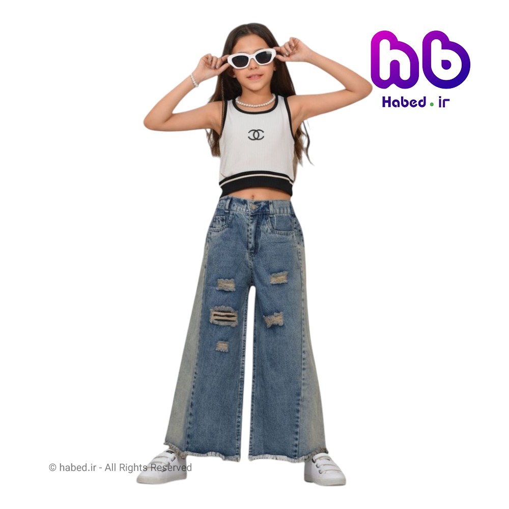 شلوار جین فول بگ بچگانه دخترانه جنس تضمینی کد 2946