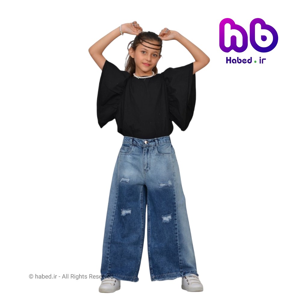 شلوار جین فول بگ بچگانه پسرانه و دخترانه جنس تضمینی کد 2945