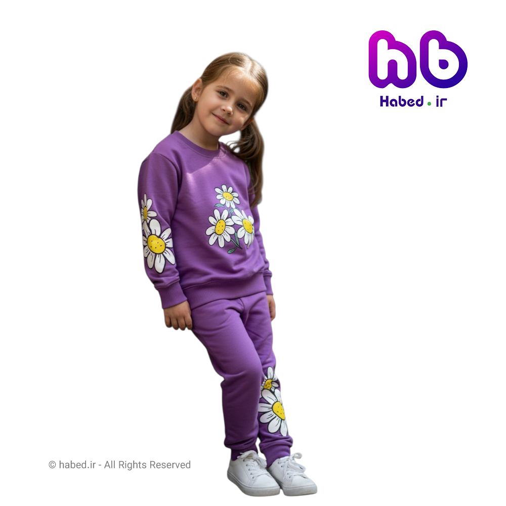 بلوز شلوار جدید شیک بچگانه دخترانه طرح گل جنس دو نخ لاکرای تضمینی کد 2894